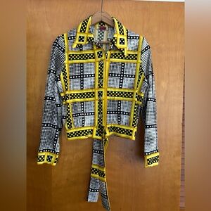 Vibrant Yellow and Black Women's vintage top